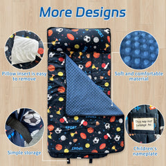 Googgoing nap mat with blanket roll-up storage keeps gear organized on trips.