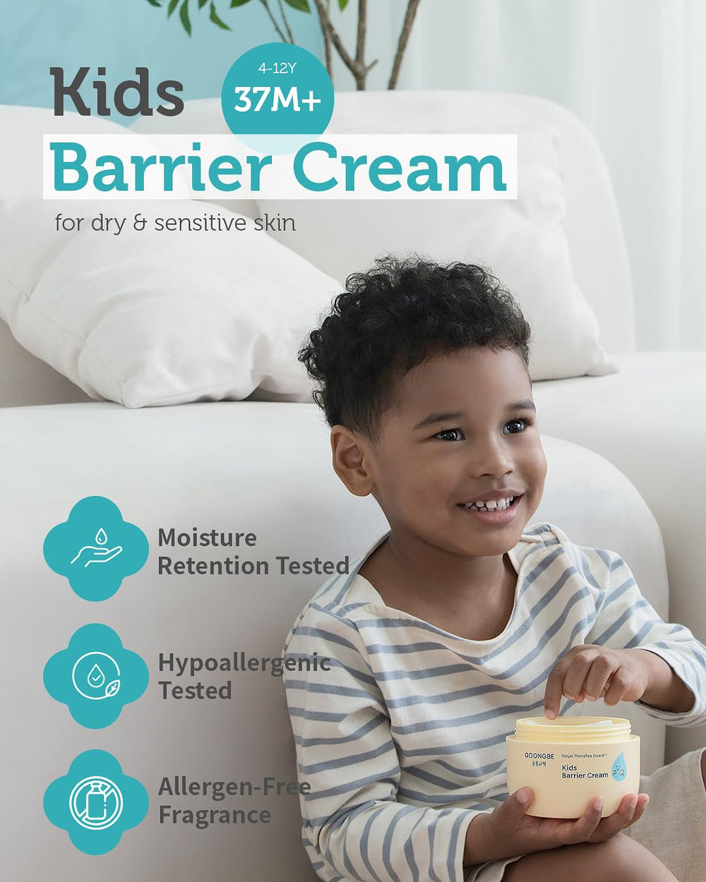 GOONGBE barrier-cream-application-closeup shows quick, non-sticky absorption after application.