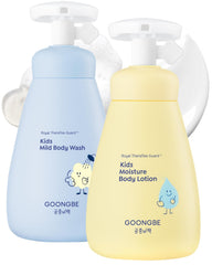 GOONGBE Kids body wash pump-top demonstrates gentle cleansing for sensitive skin