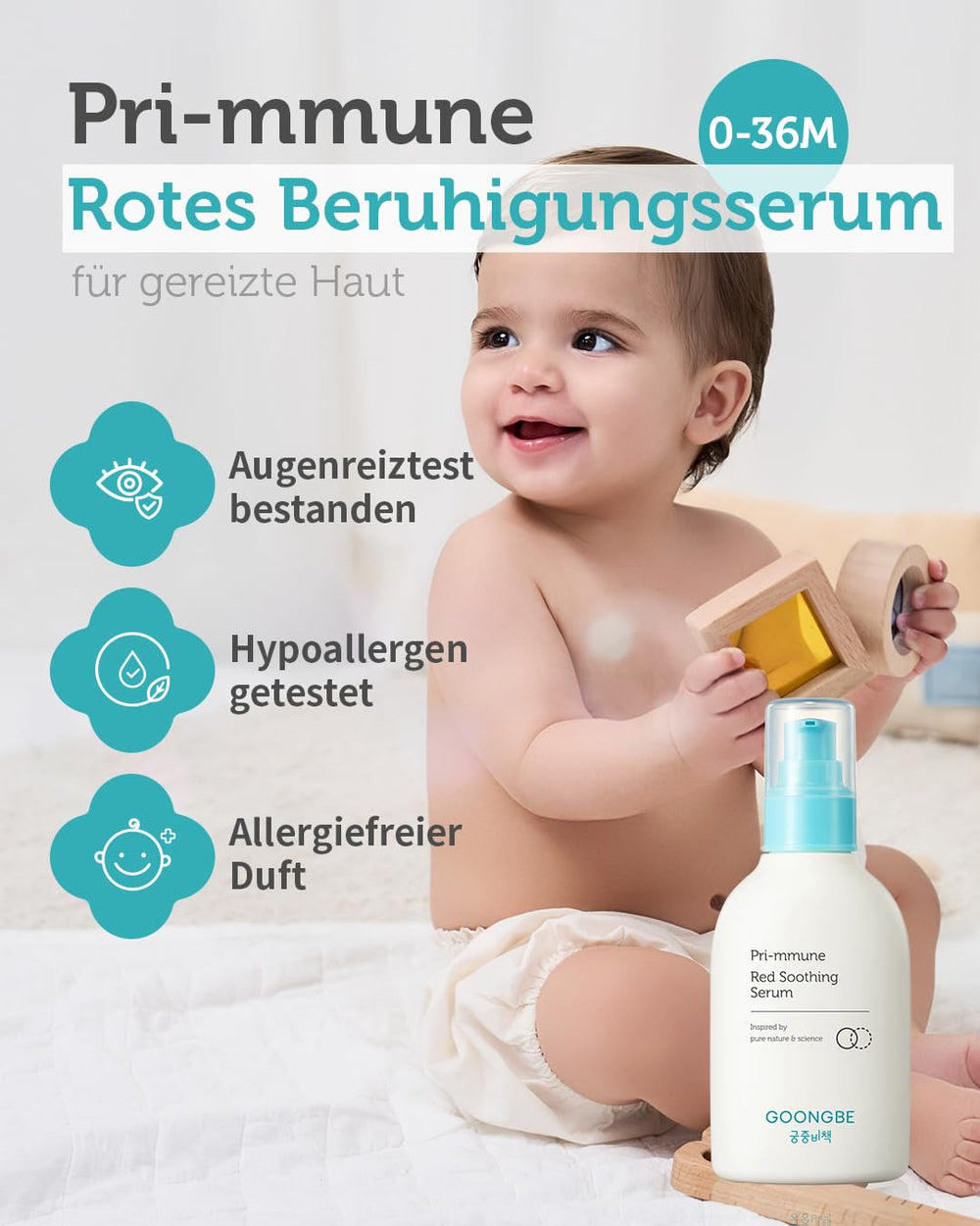 GOONGBE Pri-mmune Red Serum dispense pump showing quick cooling relief.