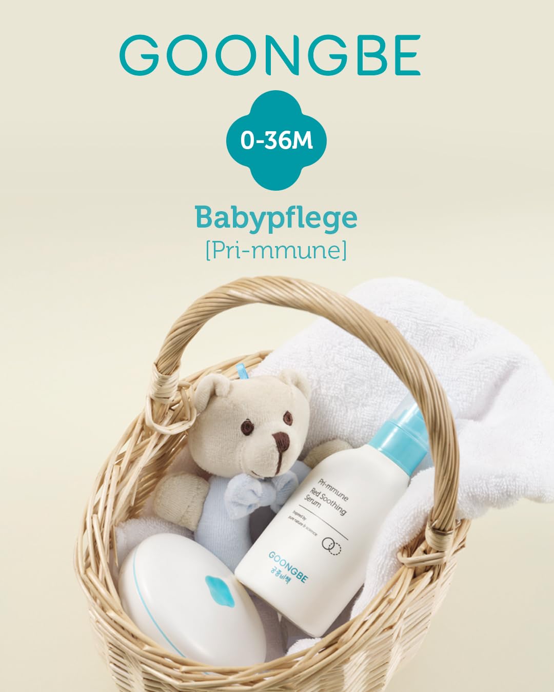 GOONGBE Pri-mmune Red Serum used in newborn routines for gentle relief.