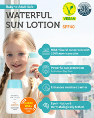 GOONGBE Waterful Sun Lotion on hand shows easy, non-greasy hydration for outdoor wear.