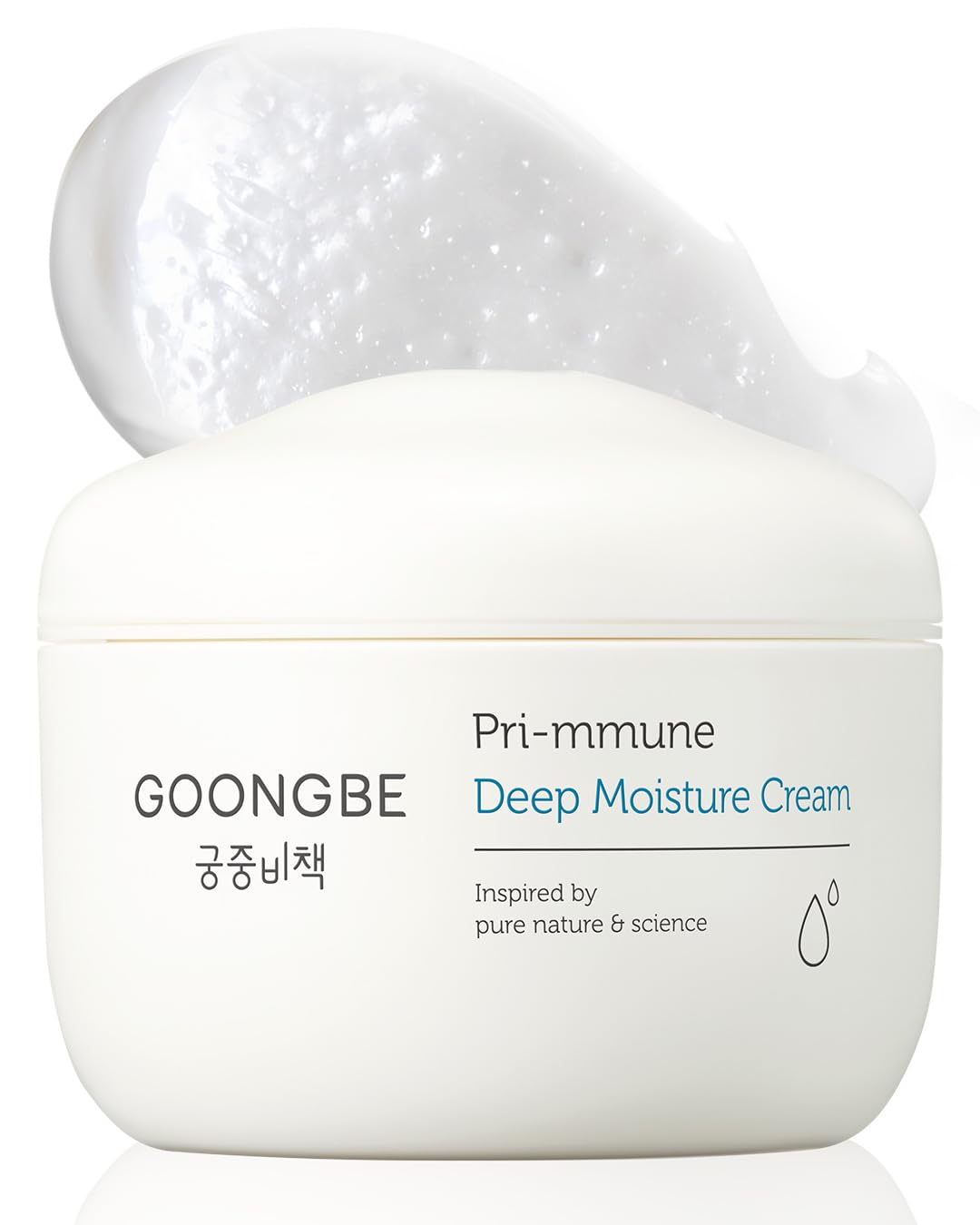 GOONGBE Pri-mmune Deep Moisture Cream jar closeup demonstrating rich texture for long-lasting hydration.