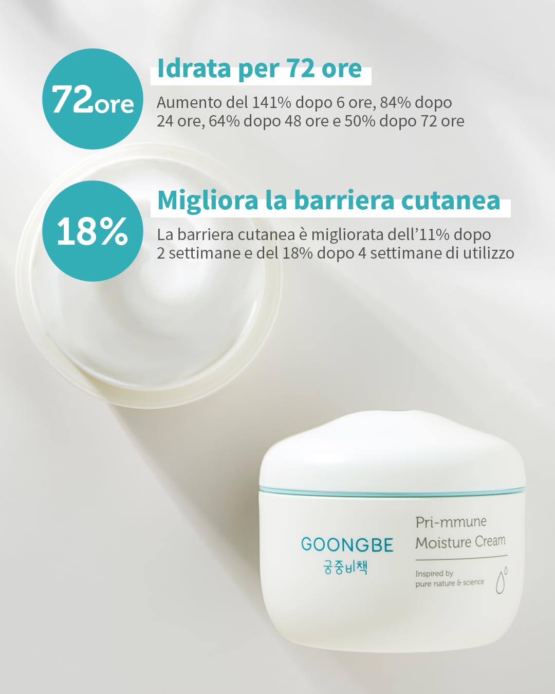 GOONGBE Pri-mmune Moisture Cream royal-oji-complex label signals premium, gentle nourishment.
