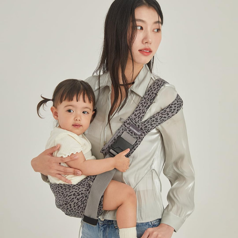 Gooseket 365 toddler carrier viewed from back with adjustable straps.