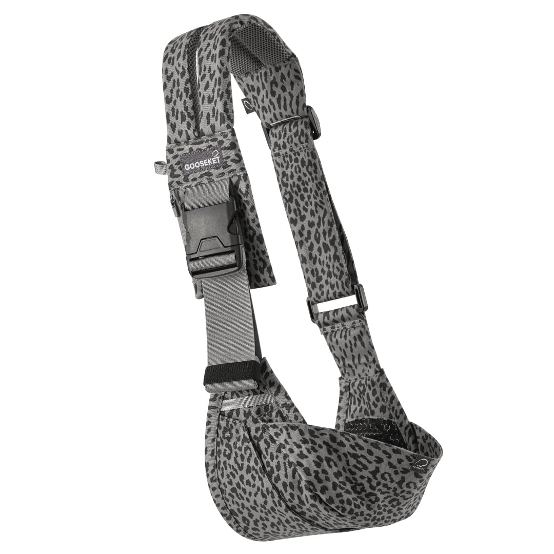 Gooseket 365 toddler carrier worn front for close bonding and safety.