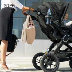 Go Pal carabiner clip shown with anti-slip texture for stable bag attachment.