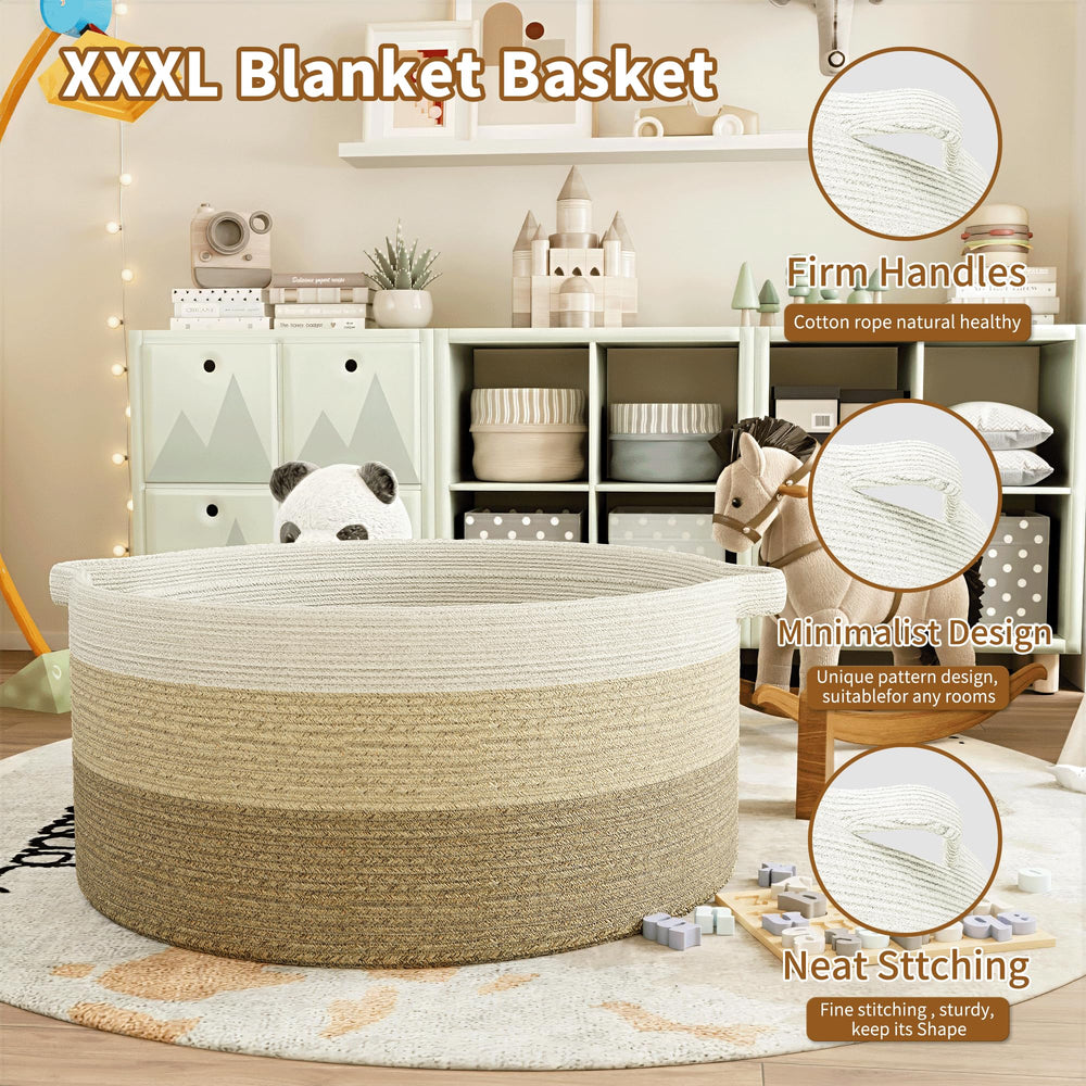 GOPAS 125L blanket basket with baby toys keeps kids organized.