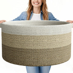 GOPAS 125L blanket basket closeup weave shows durable rope and soft texture.
