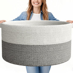 GOPAS 125L blanket basket closeup highlights durable cotton rope construction for long-lasting storage.
