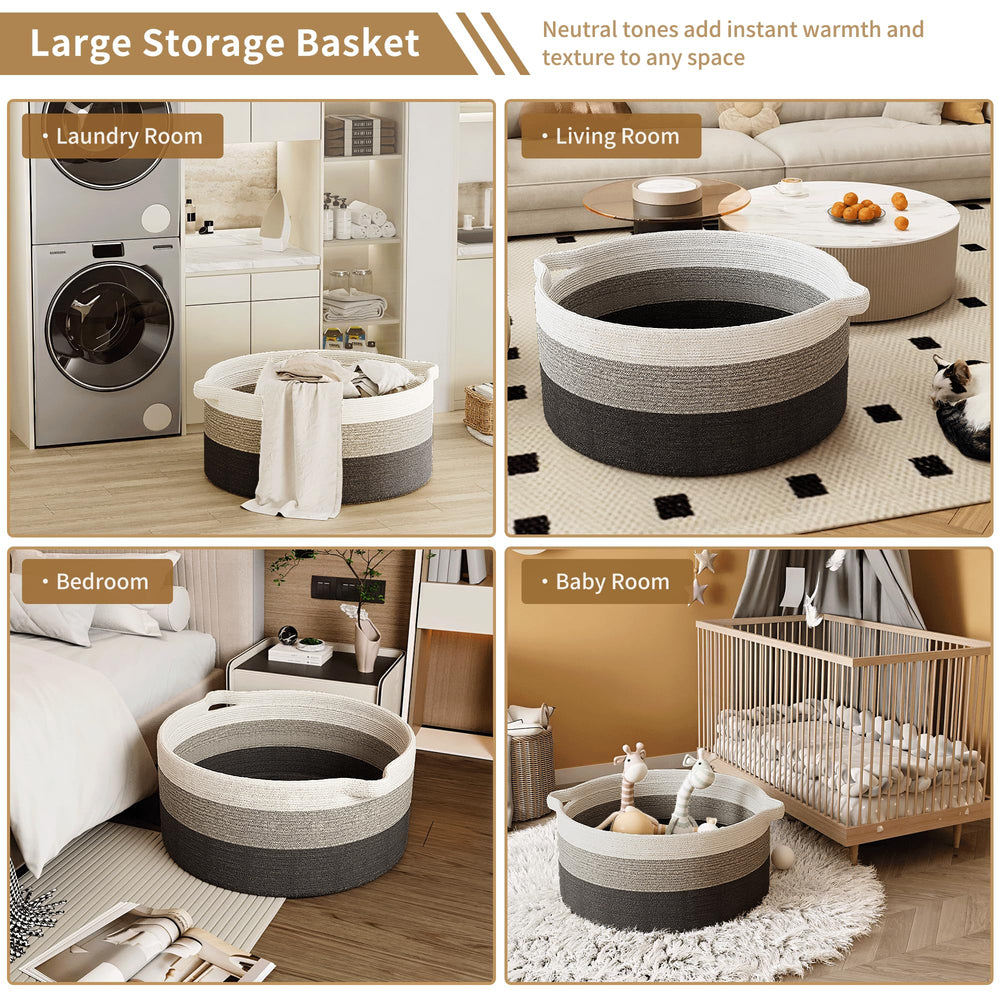 GOPAS 125L blanket basket 25x16 inches demonstrates size and capacity.