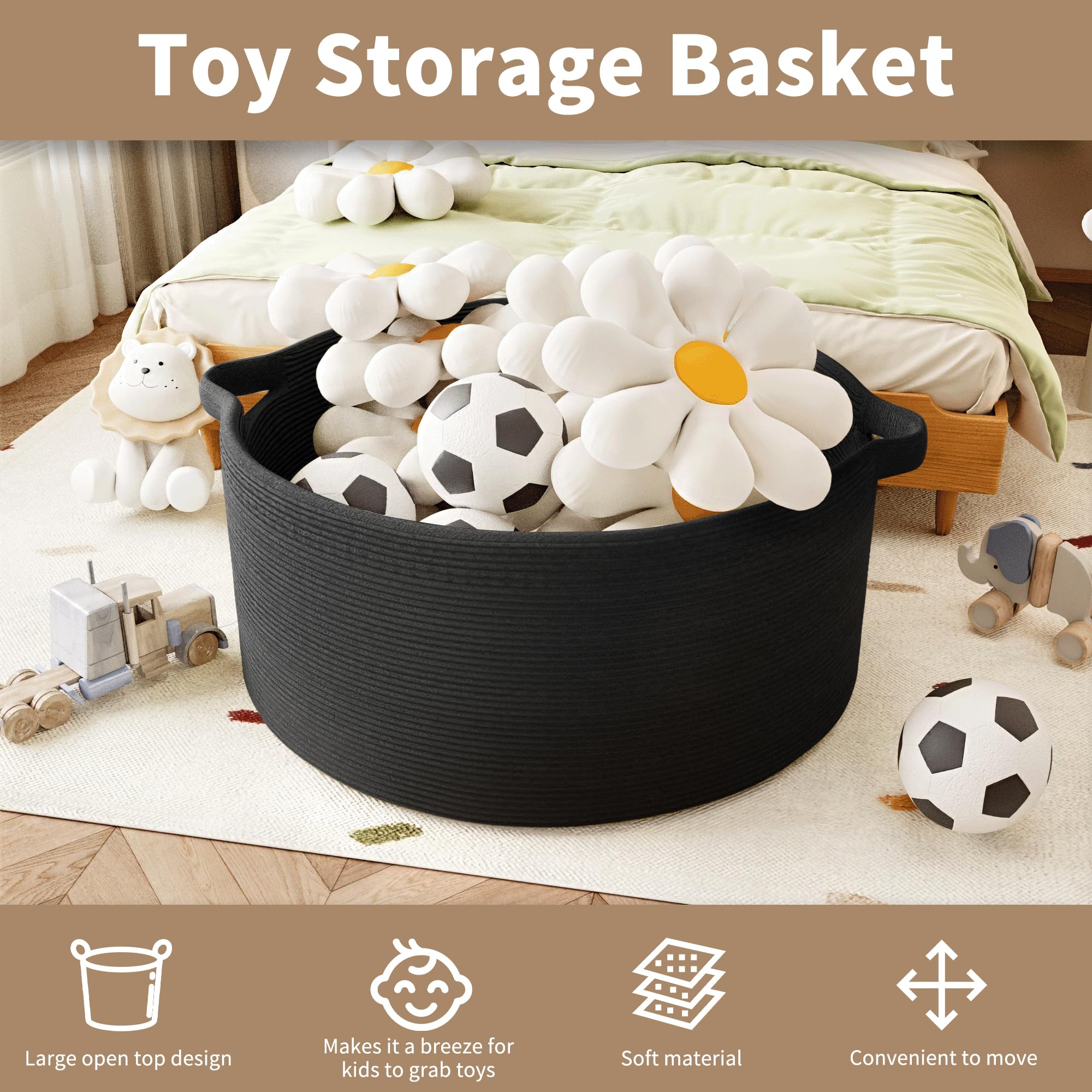 GOPAS blanket basket close-up stitching highlights durable construction