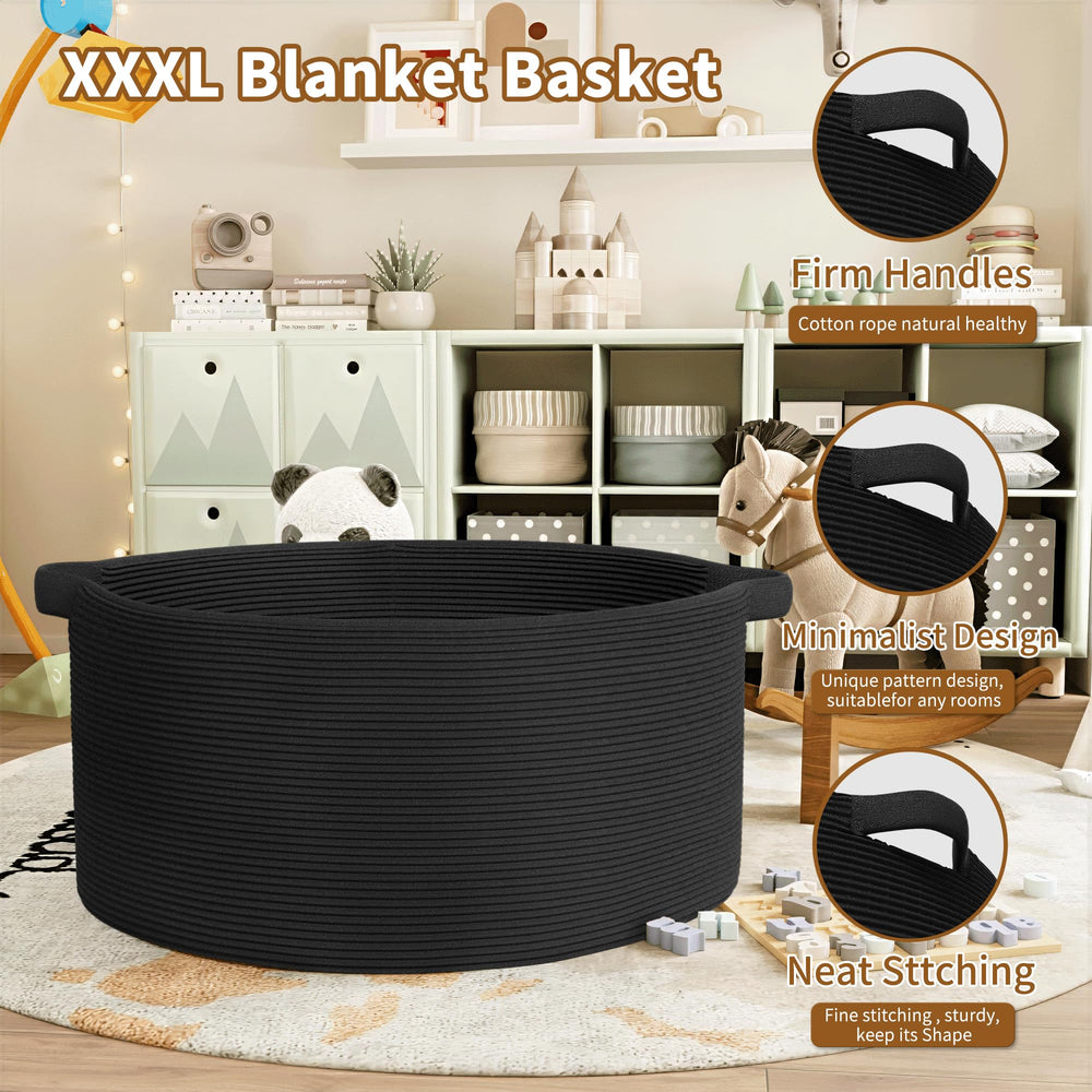 GOPAS blanket basket with handles ready for tidy transport