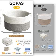 GOPAS rope basket with handles suitable for kids' toys.