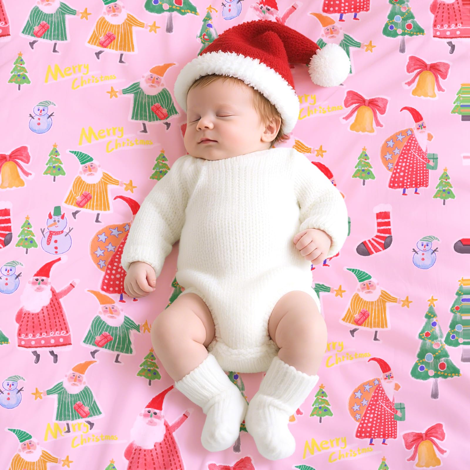 GOPHRALOVE Christmas crib sheets 52x28 elastic demonstrates snug fit on standard crib.