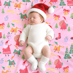 GOPHRALOVE Christmas crib sheets 52x28 elastic demonstrates snug fit on standard crib.