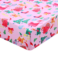 GOPHRALOVE Christmas crib sheets in girl-in-crib view show soft fabric for peaceful sleep.