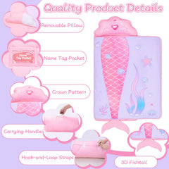 GOPHRALOVE Mermaid Nap Mat crown and tail design inspires imaginative play.