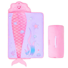GOPHRALOVE Mermaid Nap Mat roll and carry handle for easy daycare transport.