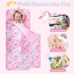 GOPHRALOVE nap mat removable pillow closeup shows easy cleaning