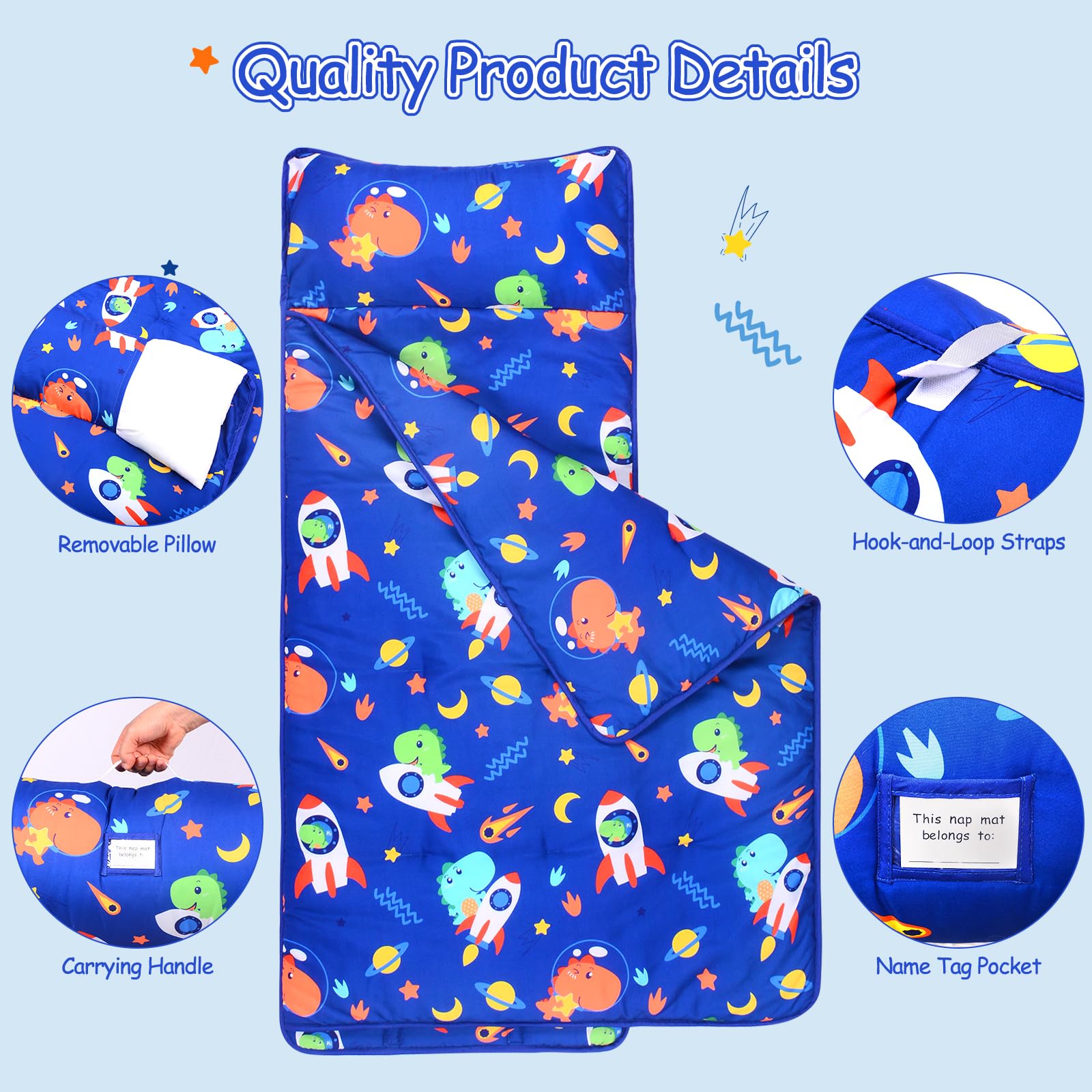 GOPHRALOVE nap mat rolled with handle for quick setup and transport.