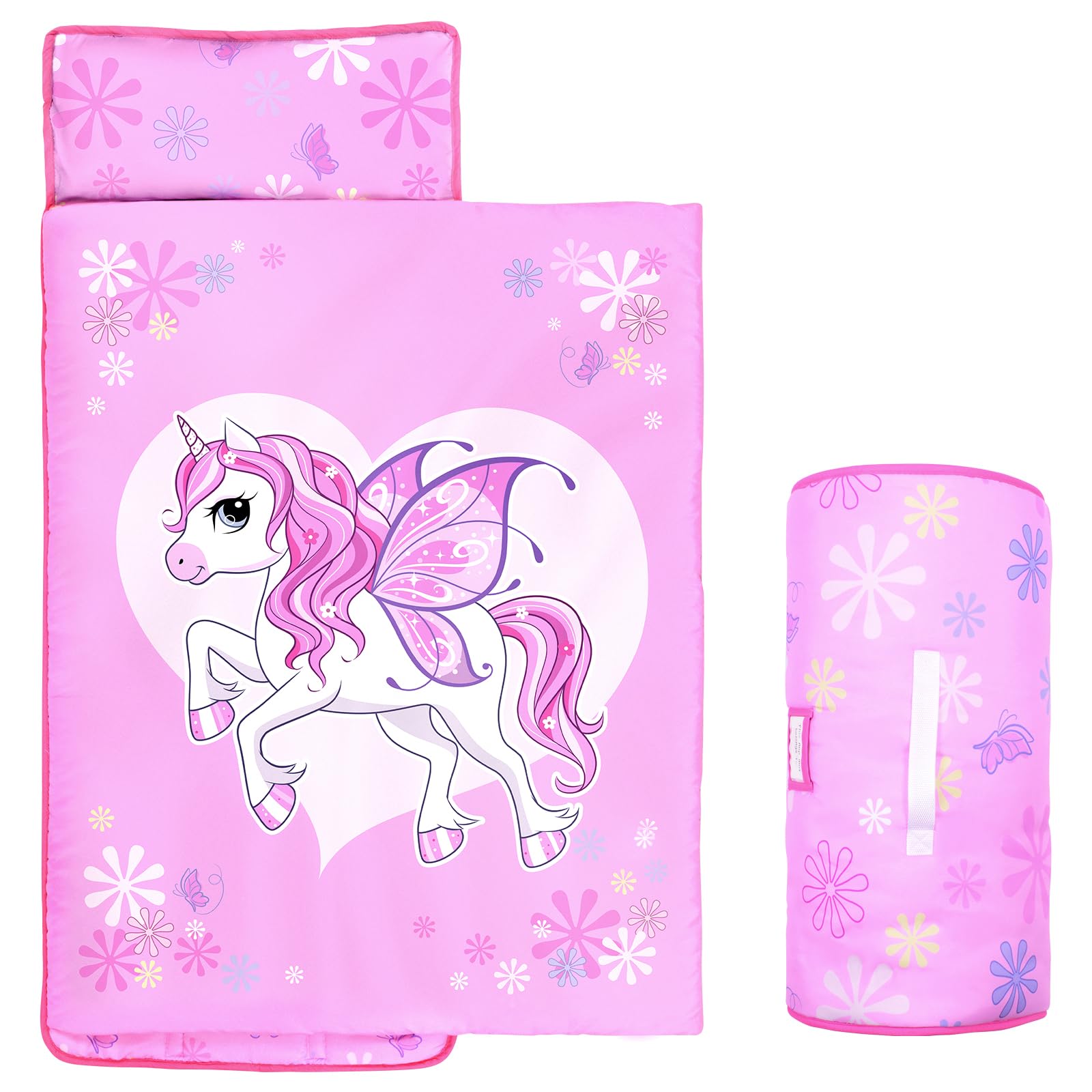 GOPHRALOVE Unicorns Nap Mat with removable pillow for easy cleaning and comfort.