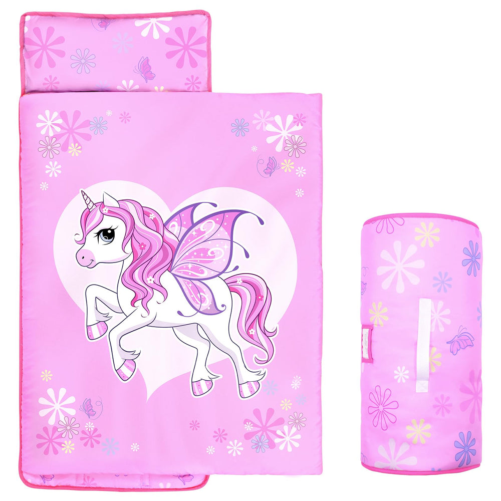 GOPHRALOVE Unicorns Nap Mat with removable pillow for easy cleaning and comfort.