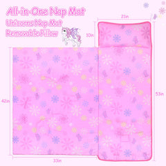 GOPHRALOVE Unicorns Nap Mat features reinforced stitching for durable daily use.