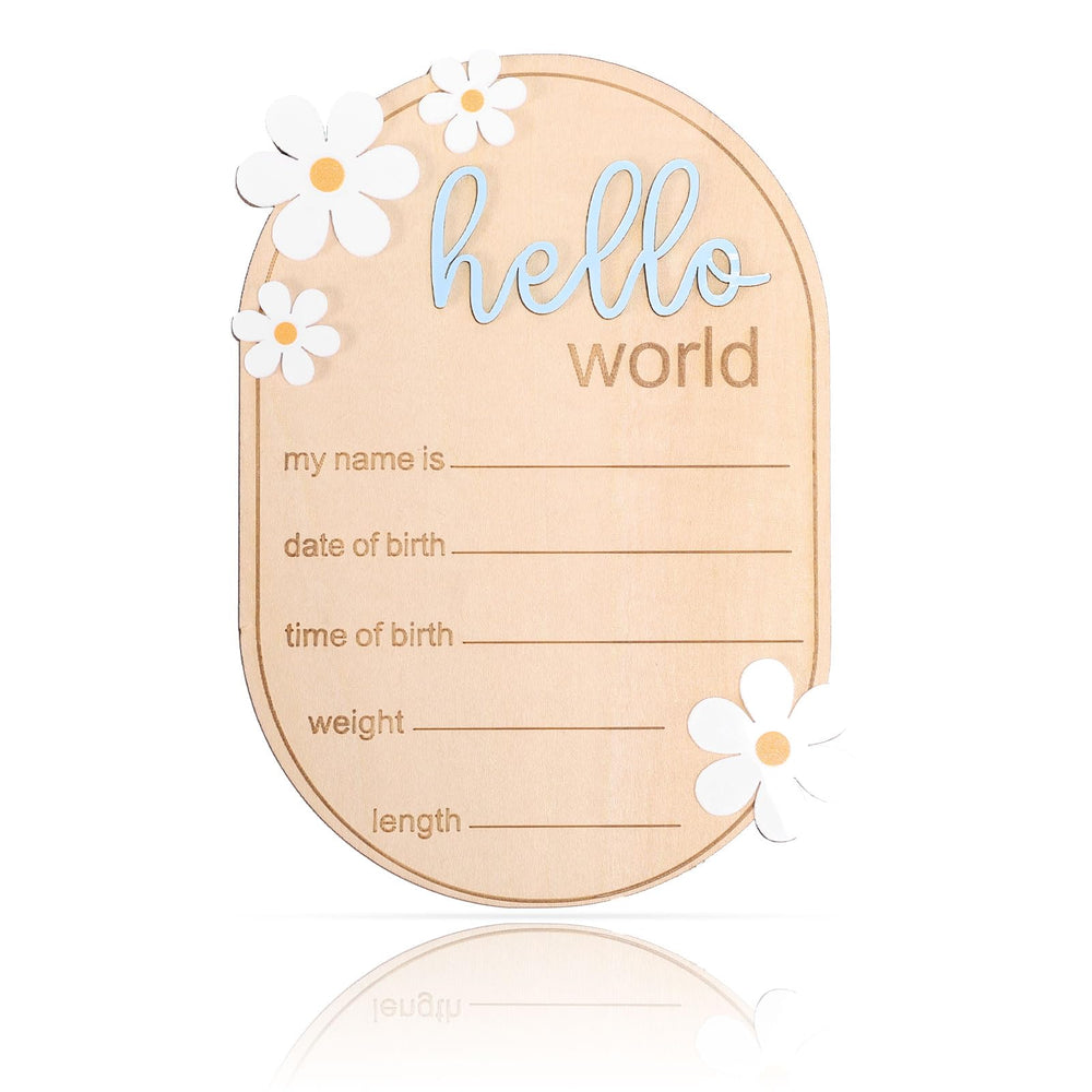 Gosknor baby announcement sign Hello World image for newborn photos and nursery decor.
