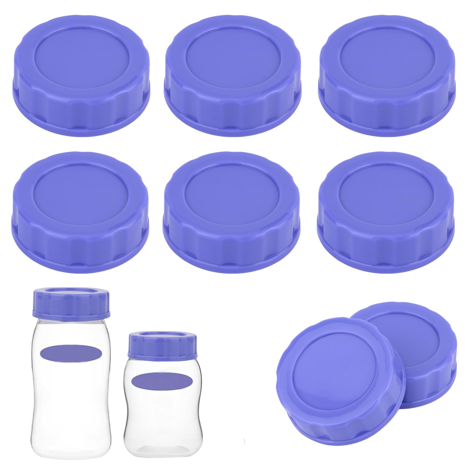Gosknor baby bottle caps purple 6-pack front view for travel-ready bottle lids, ideal for on-the-go feeding.