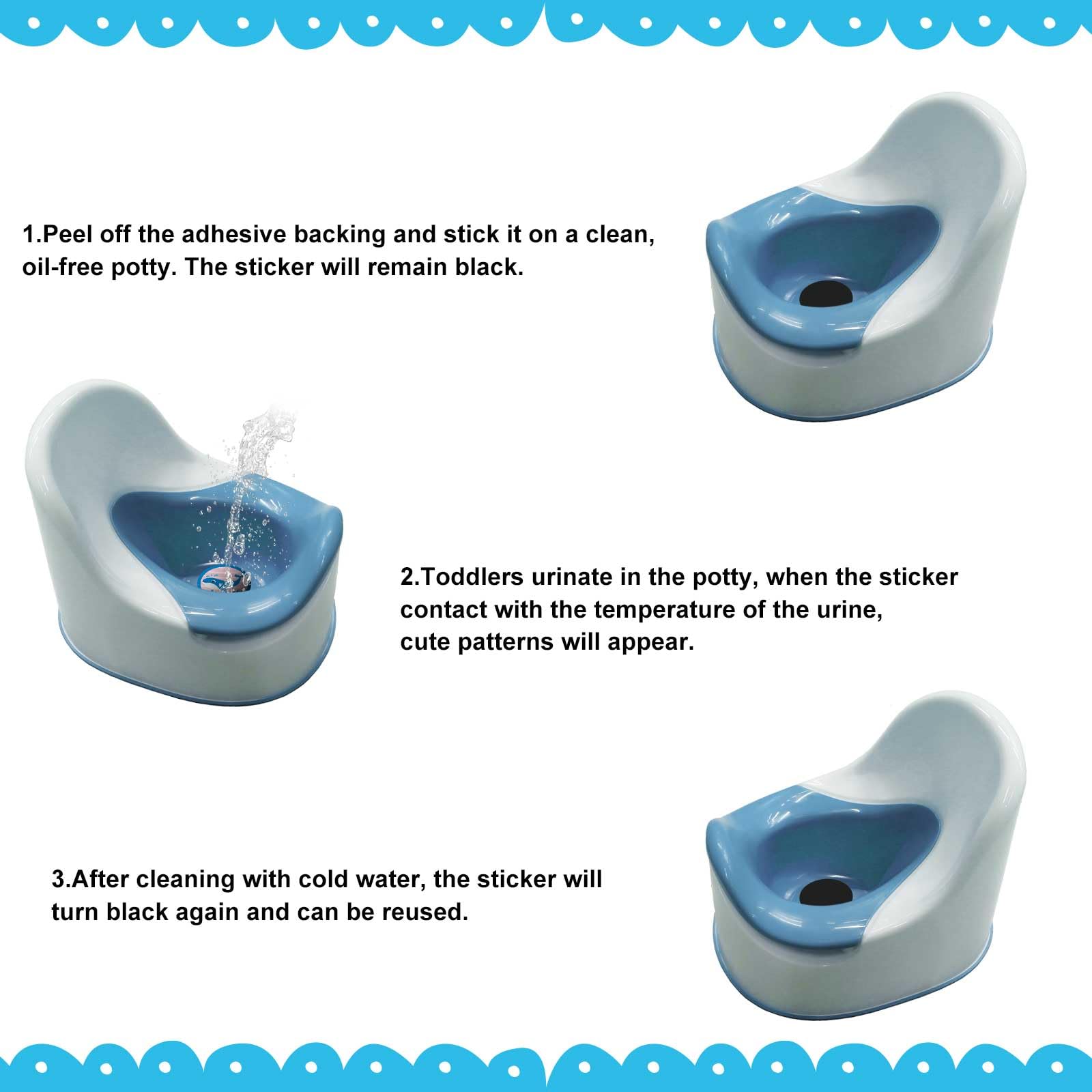 Gosknor color-changing toilet target activates with heat for fun training.