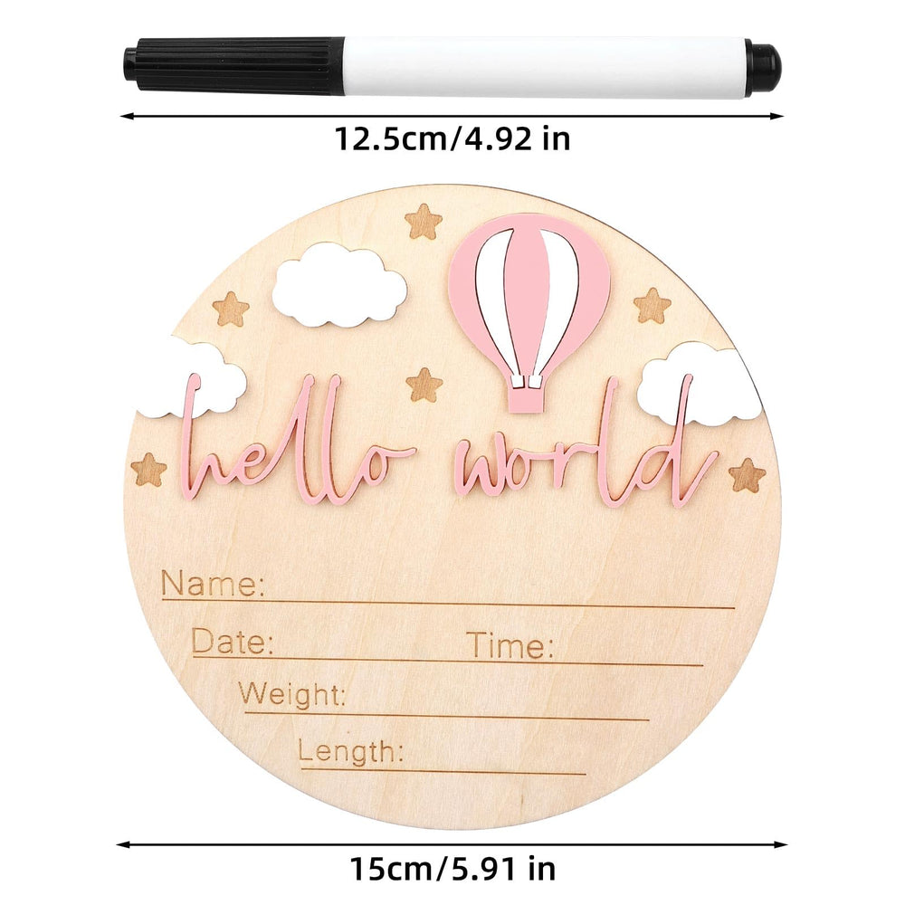 Gosknor wooden-baby-announcement-sign-balloon-cloud-stars highlights nursery decor and keepsake moments.