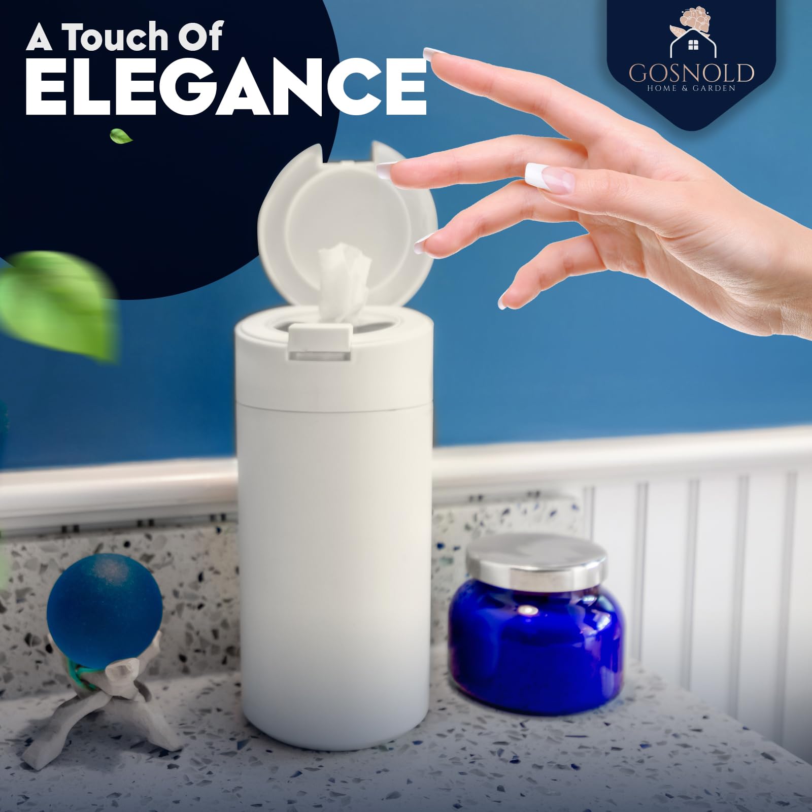 Gosnold Wipes Dispenser Cream dimensions highlight size for compact storage.