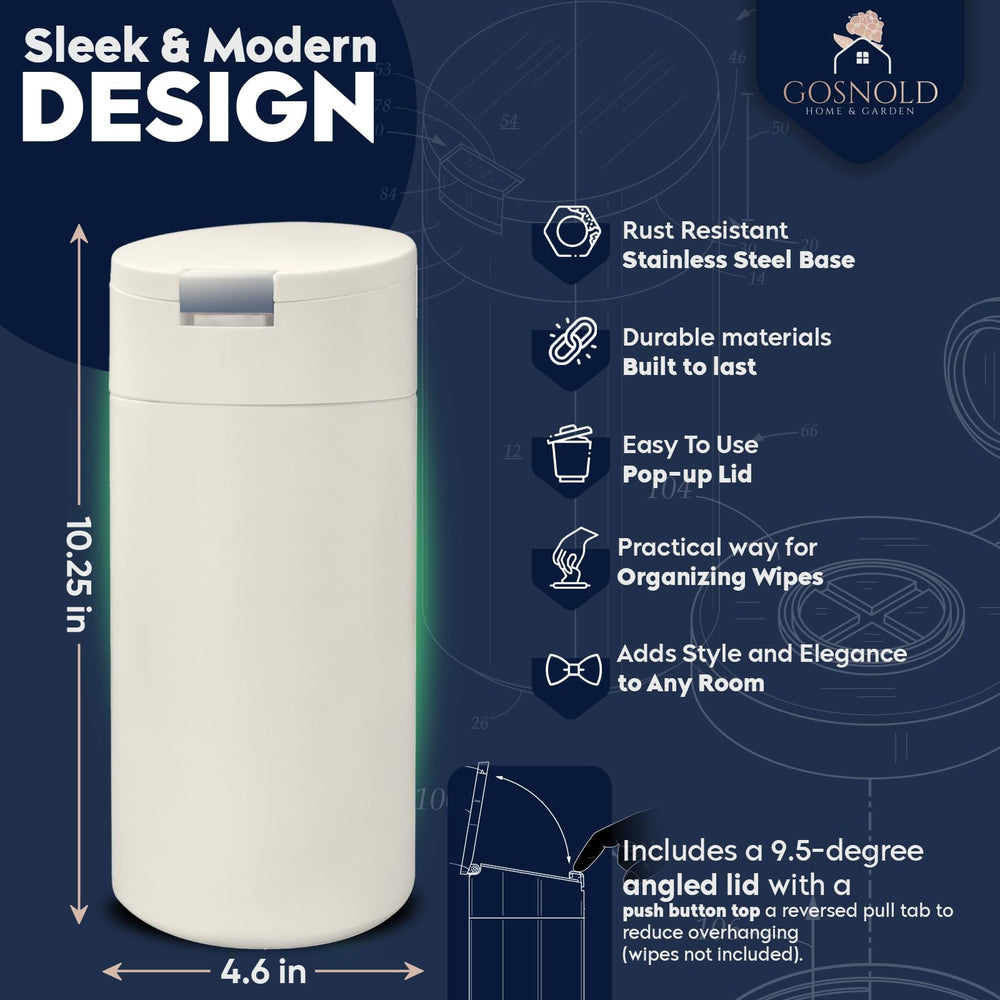 Gosnold Wipes Dispenser Cream open top demonstrates easy wipe roll loading.