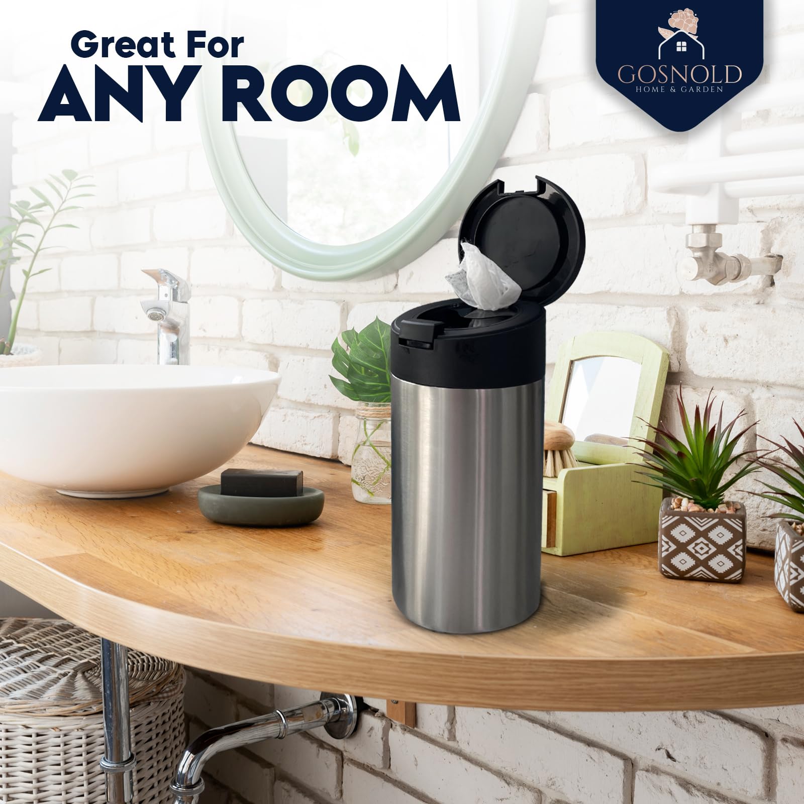 Gosnold dispenser fits most major wipe brands for versatile spaces.