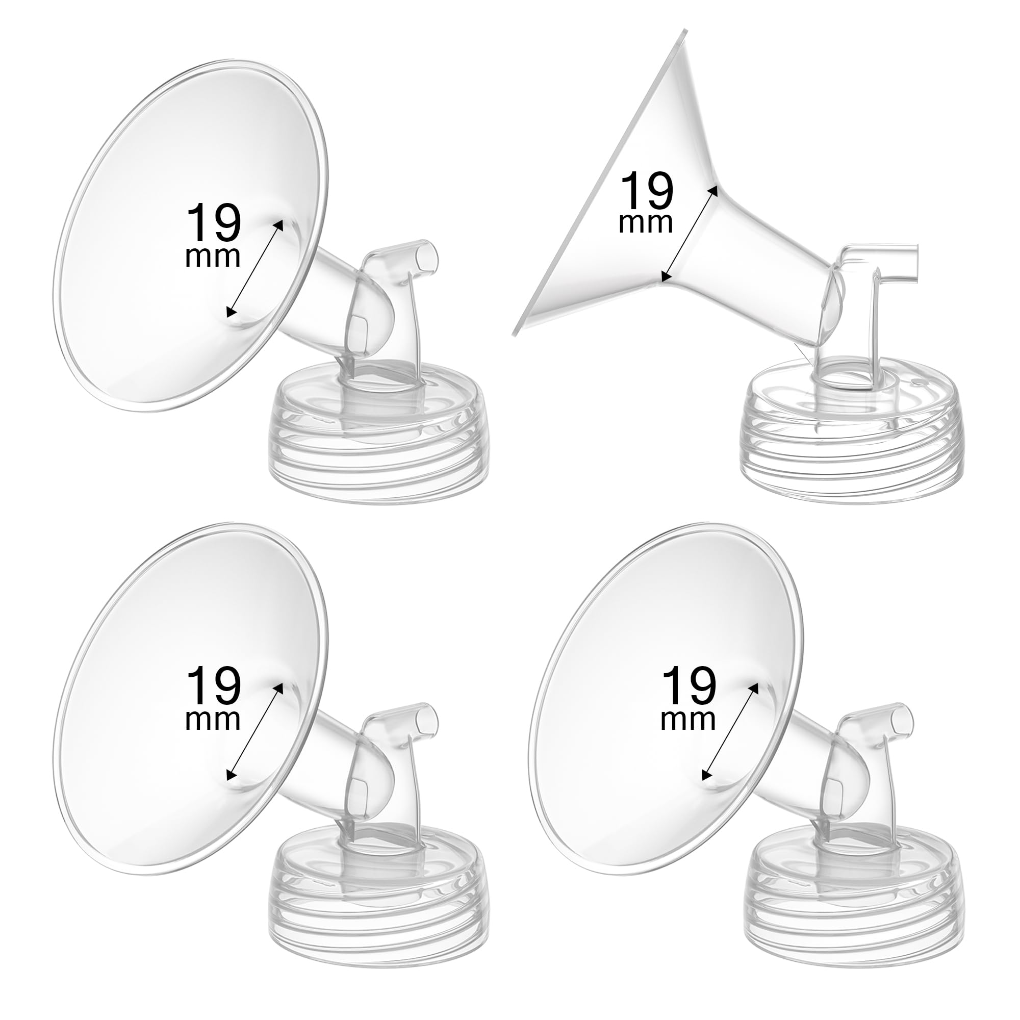 Gotocut 4pcs 19mm breast pump flanges provide comfortable pumping.