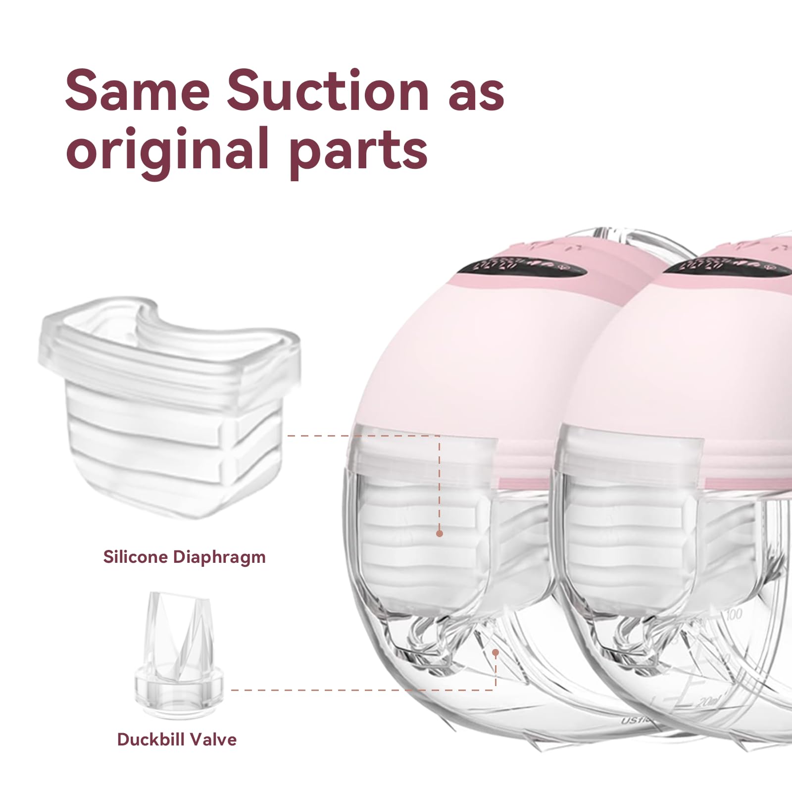 Gotocut silicone diaphragm assembly promotes reliable suction during wearable pumping sessions