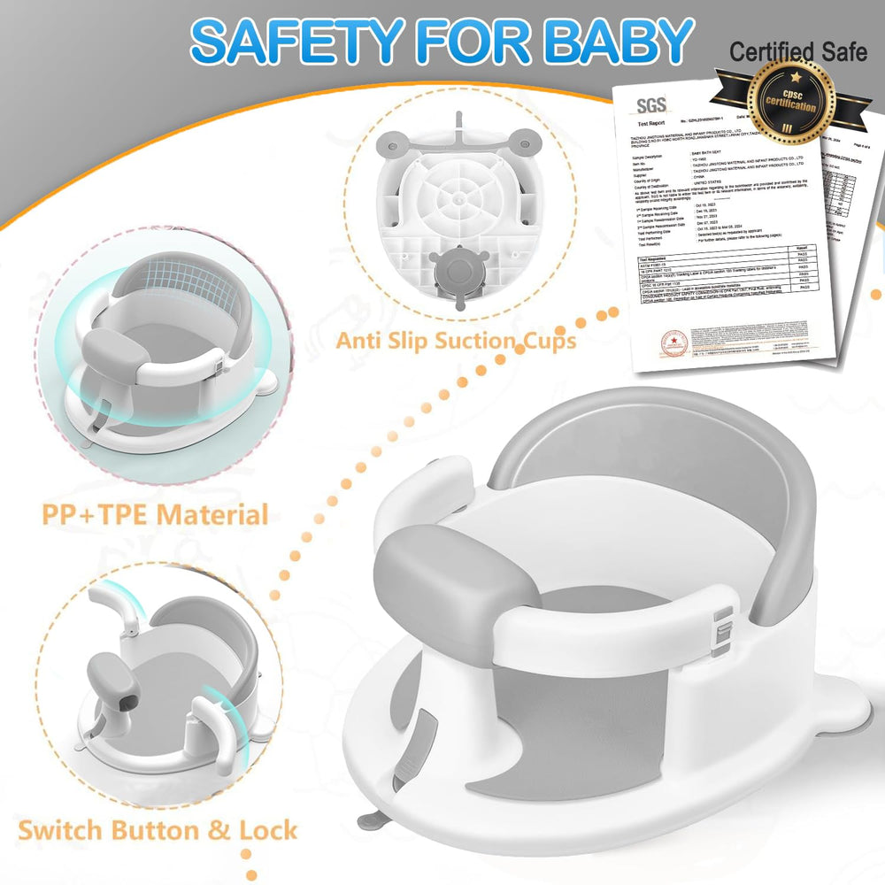 Gotof 6–12 month design supports sit-up bathing safely.
