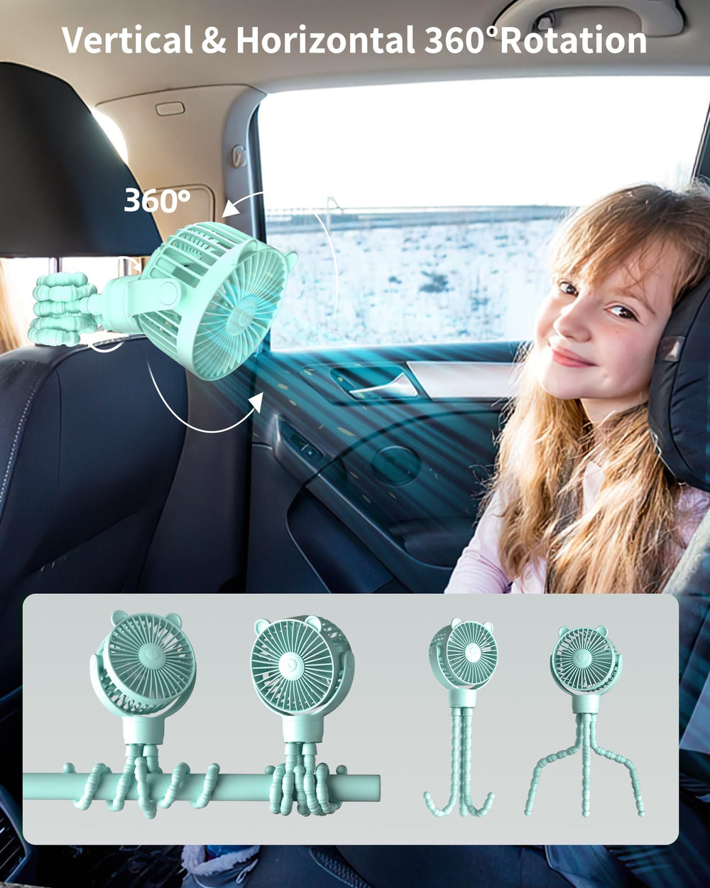 GOTOTO Baby Stroller Fan three speeds let you tailor the breeze.