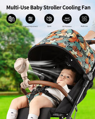 GOTOTO stroller fan 360-rotation delivers air from all angles during walks.