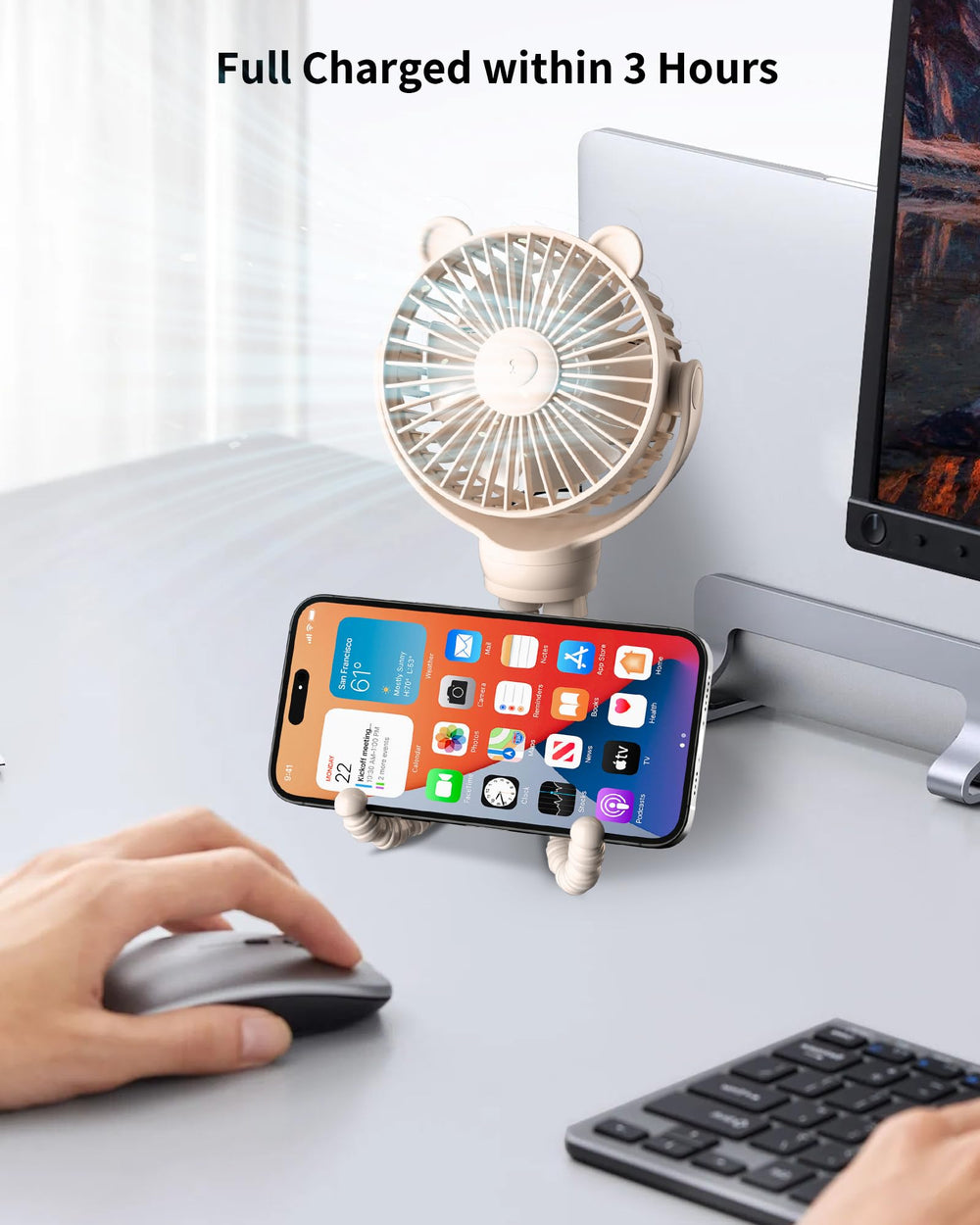 GOTOTO Baby Stroller Fan extended battery powers long outings without recharging.