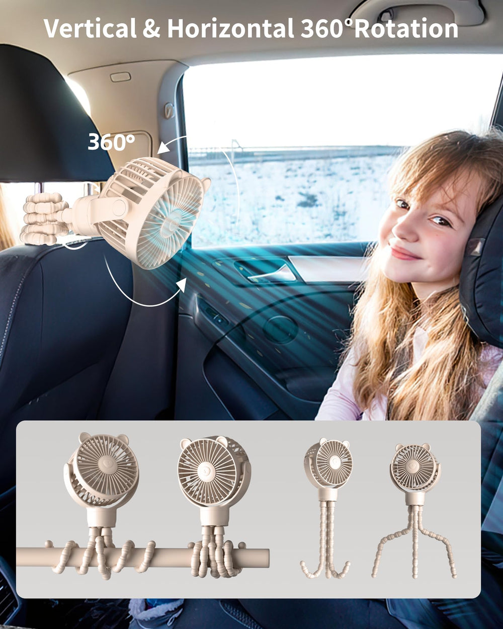 GOTOTO Stroller Fan quiet operation keeps ambient noise low for peaceful naps.