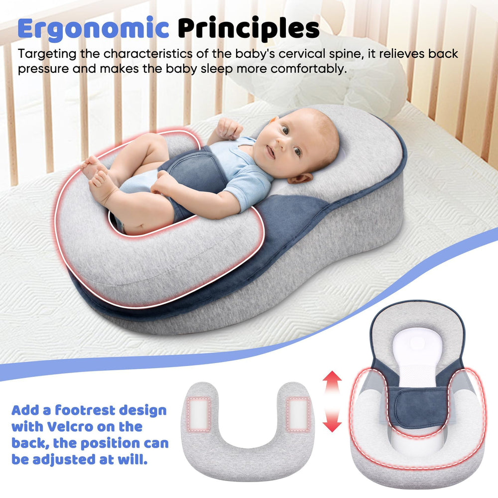 Gotvspt baby lounger pillow – bottle-feeding setup offers comfy upright positioning.