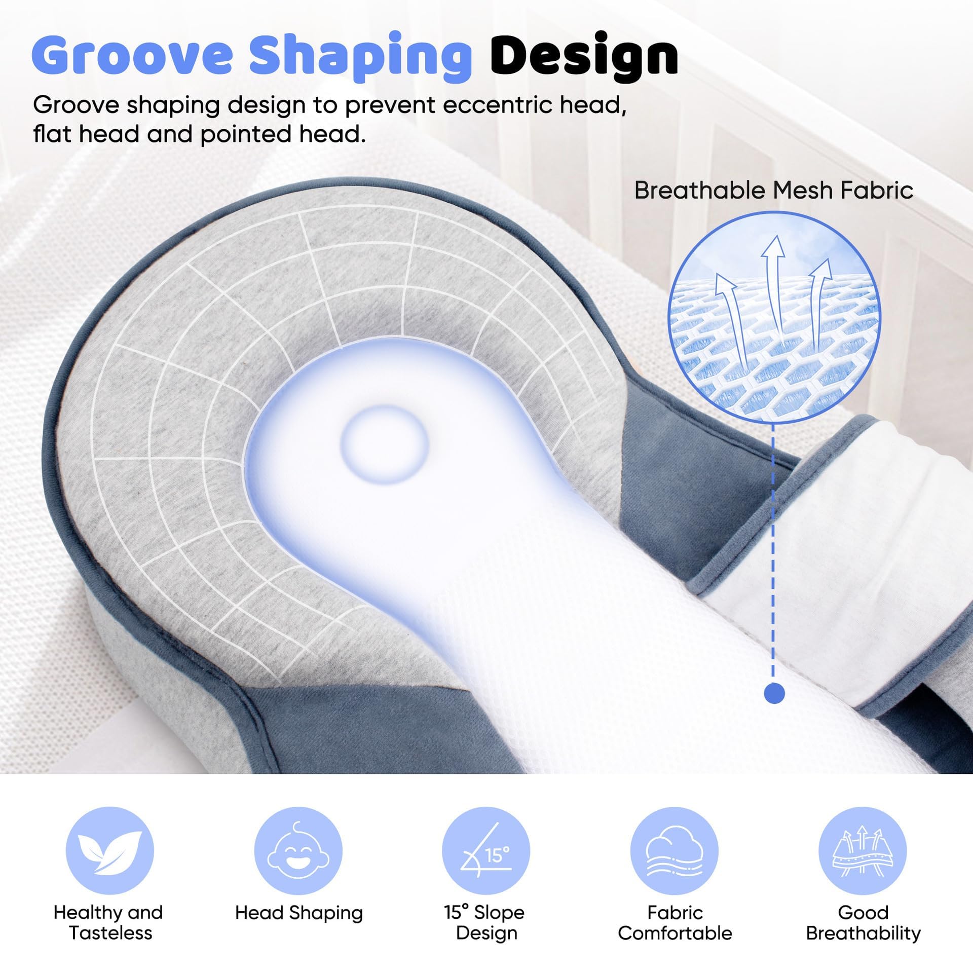 Gotvspt baby lounger pillow – newborn wedge for slightly inclined, cozy rests.