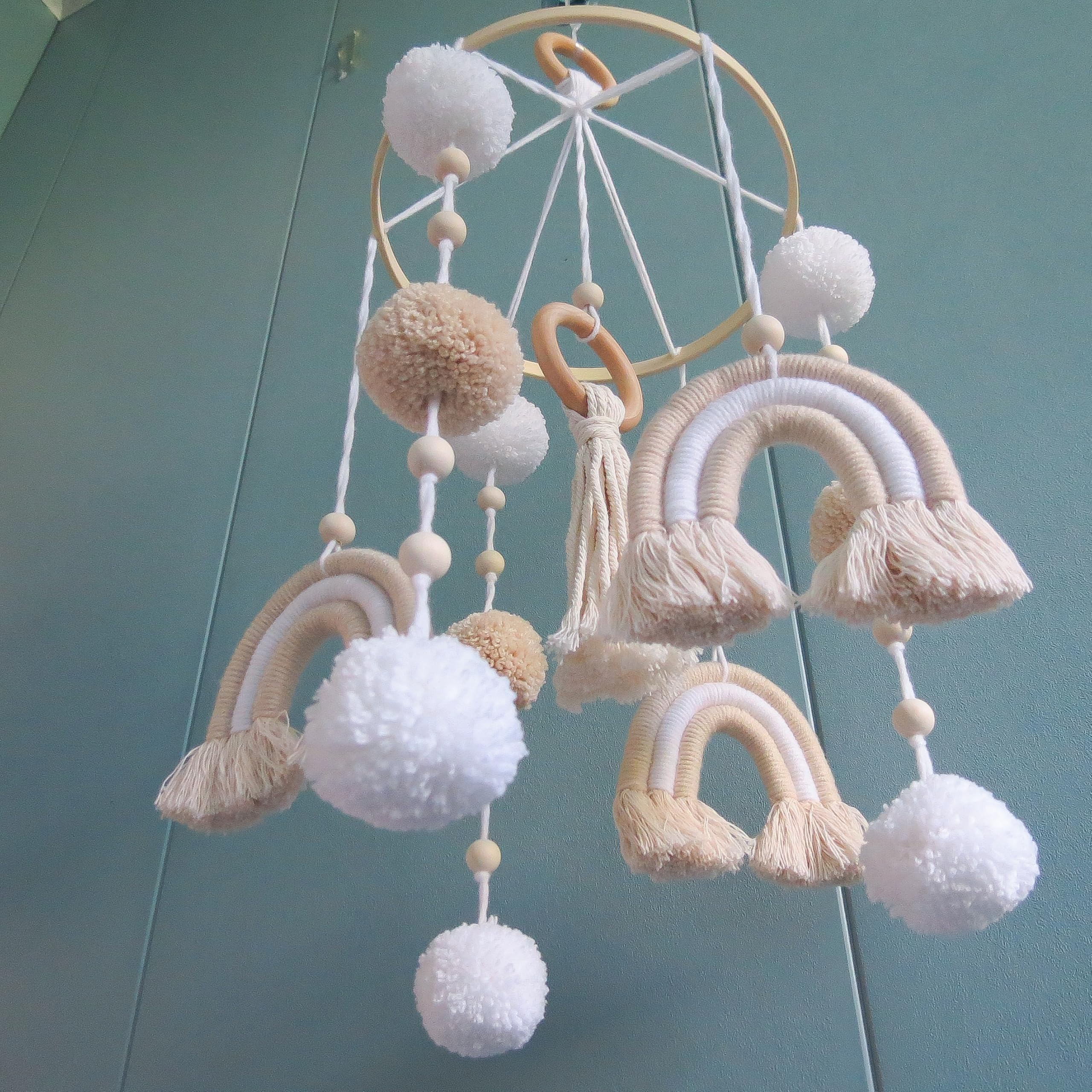 Goukurlsma bamboo-ring mobile sized for cribs provides decorative charm without small parts.