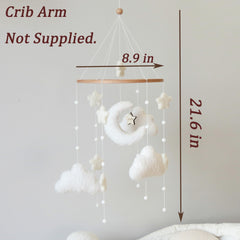 Goukurlsma boho crib mobile featuring moon design for gentle nighttime cues.