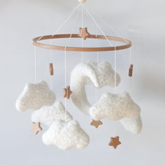 GOUKURLSMA cloud mobile with clouds, moon, and stars promotes gentle visual engagement for newborns.