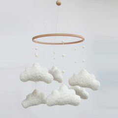 Goukurlsma Cloud Mobile for Crib Boucle Cloud promotes soothing nursery ambience and early auditory development.