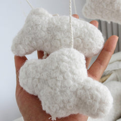 Goukurlsma Cloud Mobile neutral design complements boho and traditional nurseries.