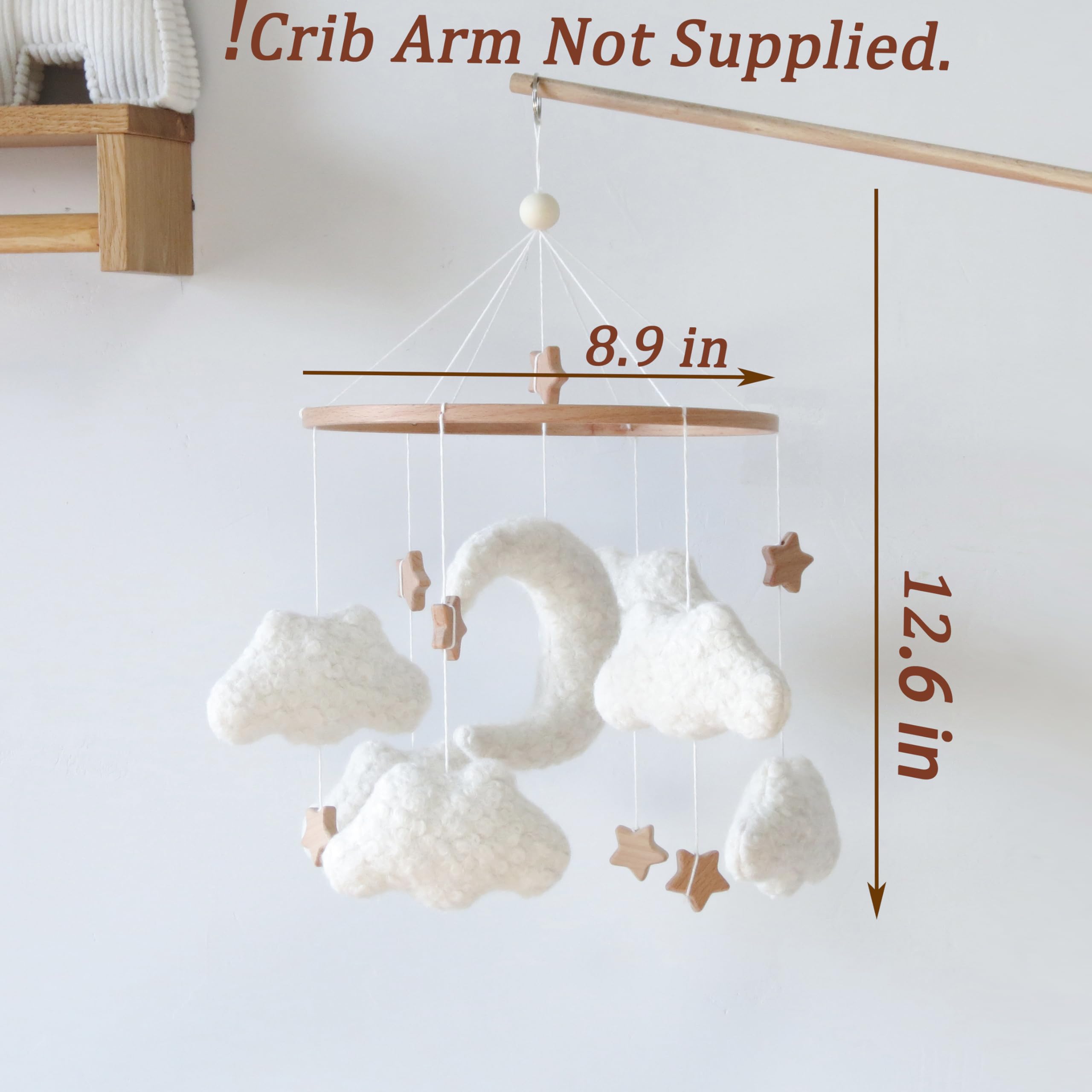 GOUKURLSMA cloud mobile features wooden stars for a calming nursery decor accent.